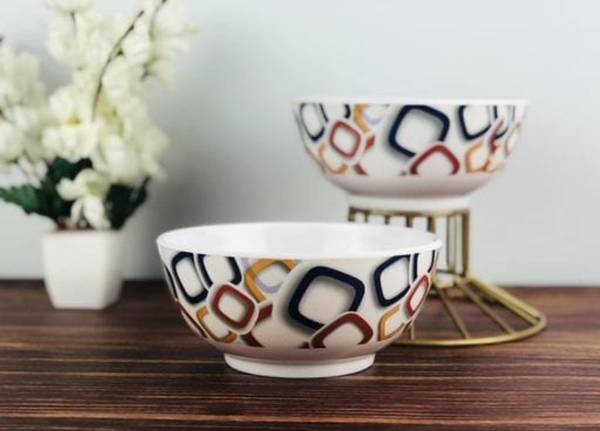 Go Hooked Printed Designer Melamine Soup Bowls/Cereal Bowls/Snacks Bowls/Mixxing Bowls/Salad Bowls/Fruit Bowls-400ml-Pack of 2 - 400 ml, Melamine, Bowl, Pack of2